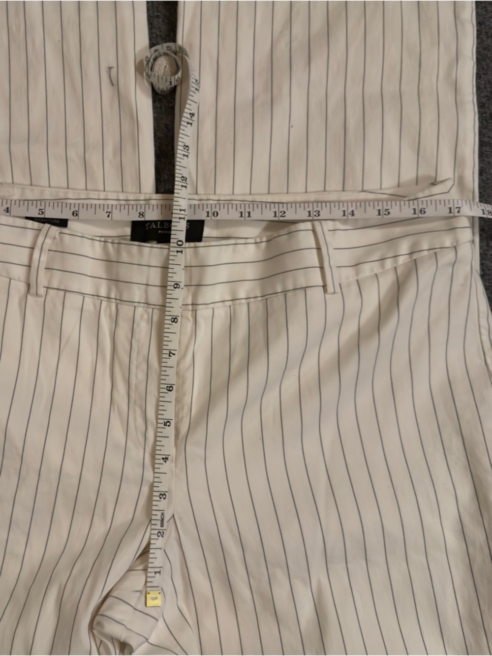Talbots Signature Straight Leg Chino White with Gray Stripes Size 12P - Picture 4 of 7
